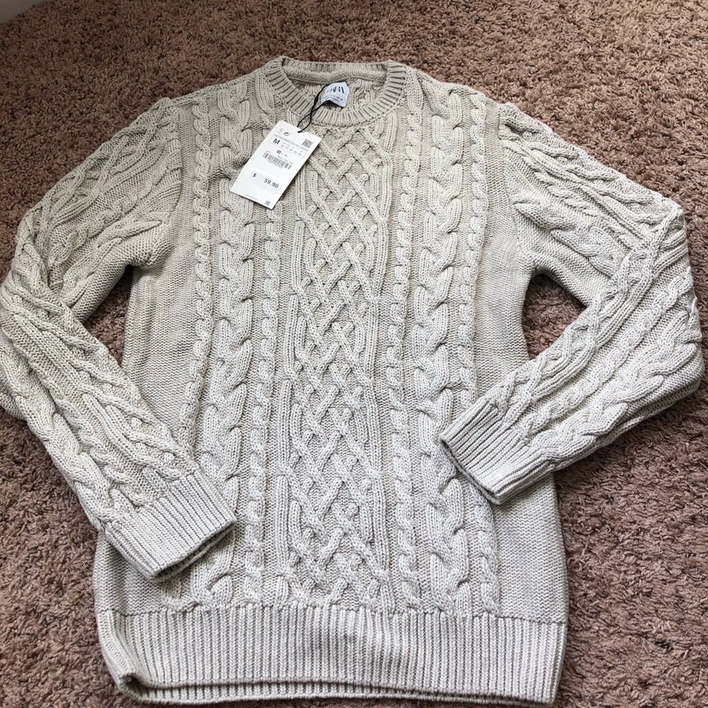 NWT ZARA men’s cable sweater